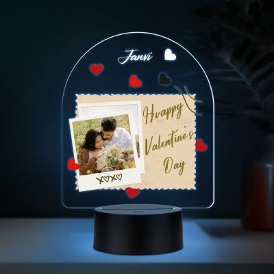 Personalized Happy Valentines Day LED Night Lamp with Automatic Color Changing Light Valentines Day Gift for Boyfriend, Girlfriend, Husband Wife